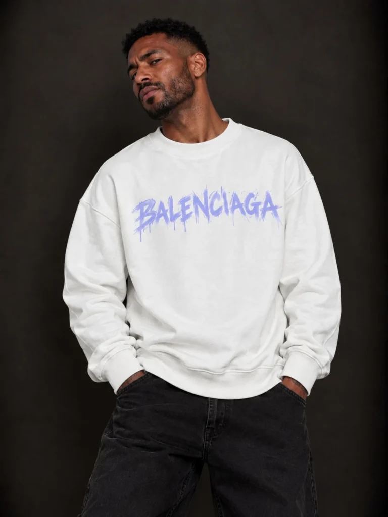 سویشرت طرح BALENCIAGA آریوزین سه نخ پنبه کد 00028 با قواره باکس