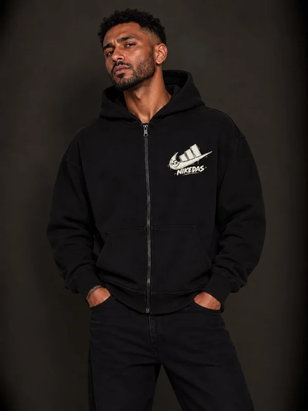 سوییشرت زیپ‌دار طرح NIKEDAS آریوزین کد 00025 با قواره باکس